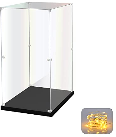 KOLIPI Acrylic Display Case for Collectibles Assemble Clear Acrylic Display Box for Lego Alternative Glass Case for Showcasing Figures Doll Toys Home Storage(10x10x15.7 inch, 25x25x40 cm)