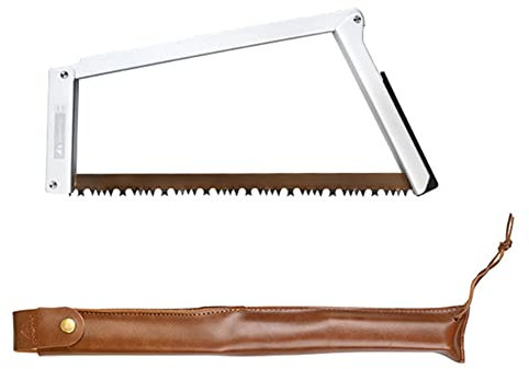 Scie à main pliante - Scie à bois pliable en alliage d'aluminium - Avec pochette de rangement - Argenté