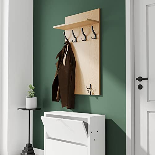 AKKE Garderobenpaneel Wandgarderobe Mit Ablage Wandpaneel Garderobe PVC Maxi Goldenes Craft 90cm x 60 cm