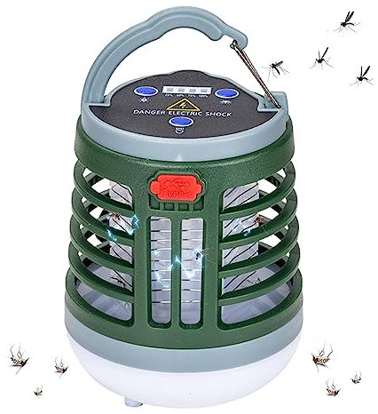 Piège à Mouches Solaire - Lampe UV USB Portable à énergie Solaire Fly Zapper - Intérieur Extérieur Essentiels d'été Bruit pour Le Camping Barbecues Randonnées Sorties Pique-niques Rianpesn