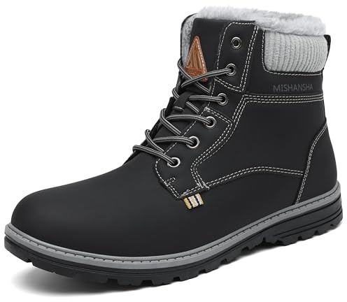Mishansha Hiver Neige Chaussures Hommes Chaudes Bottes Femmes Bottines Trekking Mode de Neige avec Doublure Chaud, Neige Noir 44