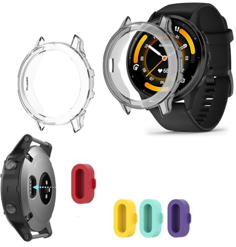 FCMEDZI Compatible for Garmin Venu 3 45mm ，Soft Frame TPU Protective Cover and Silicone Charging Dust Plug (Pack of 4+2)[Not for Venu 2/2S/]（Case Not Screen Protector ）