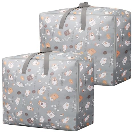 Bezavea 2 bolsas de almacenamiento grandes de 105 litros con cremalleras, impermeables, resistentes al agua, material Oxford, bolsas organizadoras para ropa, ropa de cama, mudanzas de casa