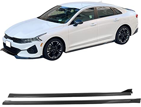 IKON MOTORSPORTS Side Skirts, Compatible With 2021-2026 Kia K5, Matte Black PP Side Skirt Extensions Rocker Panel Bottom Line Lip Underbody Kit