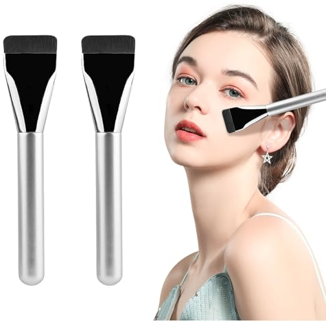 Lilbitty 2 Stücke Foundation Makeup Pinsel,Flachkopf Foundation-Pinsel,Flüssiger Puderpinsel,Ultra Dünn Make Up Pinsel Premium Pinselhaare,Flat Foundation Brush Für Cremige