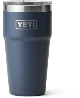 YETI Rambler 20 oz (591 ml) Stackable Cup with Removable Magslider Lid, Stainless Steel Vacuum Insulated Coffee Cup, Navy