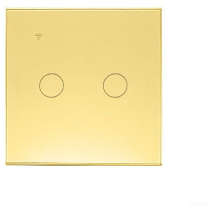 Touch Light Switch 2 Way Tempered Glass Switch WiFi Smart Wall Switch 10A ON-OFF(gold)