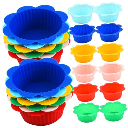 Alipis Confezione Da 24 Pirottini Antiaderenti in Silicone Per Muffin Pirottini Per Muffin Antiaderenti Eleganti Pirottini Con Motivo Floreale