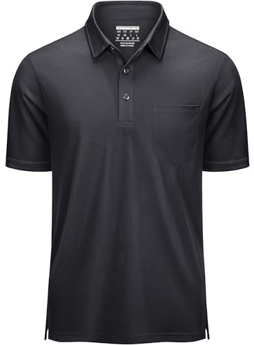 KEFITEVD Poloshirt Herren Kurzarm mit Brusttasche Golf Poloshirt | Atmungsaktives gewebe,kurzarm,schnelltrocknend,leicht,brusttasche,knopfleiste,alltag,geeignet für golf und sommer