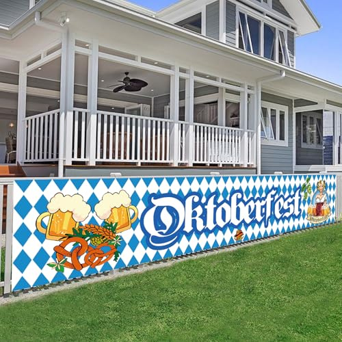 Oktoberfest Banner Deko, 300 × 50 cm, DTXYBC, Bayerisches Oktoberfest Deko, für Innen- und Außenbereich, Polyester, mit Ösen (Grommets)