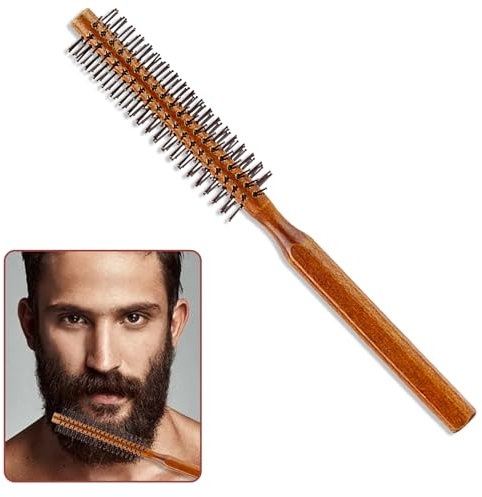 Spazzola rotonda piccola, rullo rotondo per capelli, setole di nylon con rullo Quiff Spazzole per gli uomini Barba per acconciatura asciugare con asciugacapelli lisciare ricci
