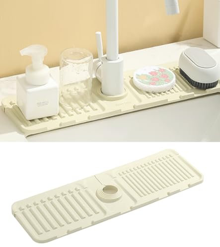 Octonyluck Paraspruzzi per lavello da Cucina, pendenza 5° Tappetino di Scarico in Silicone, Tappetino per Rubinetto, Paraspruzzi Drenaggio Automatico per Lavello di Rubinetto di Cucina e Bagno