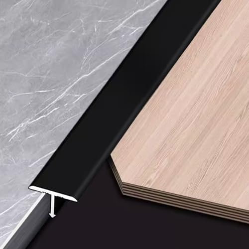 T-Profil Übergangsprofil Übergangsschiene Aluminium Übergangsleiste Abschlussprofil Übergangsschiene, Abdeckstreifen Für Fliesen, Teppich und Holzböden(Schwarz,1cm x 300cm)