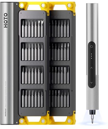 HOTO SNAPBLOQ™ S-A01 Set di Cacciaviti di Precisione Master 3.7V, 56PCS, 3 Coppie, Mini Cacciavite Elettrico, 250RPM, LED Luminoso, per elettronica, telefoni, laptop e progetti fai-da-te.