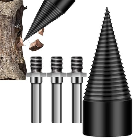 Jlkegfdf Wood Splitter Drill Bit - Kindling Splitter Drill Bit with 3 Drill Attachments - Firewood Splitter Drill Bit for Electric Drill Machine