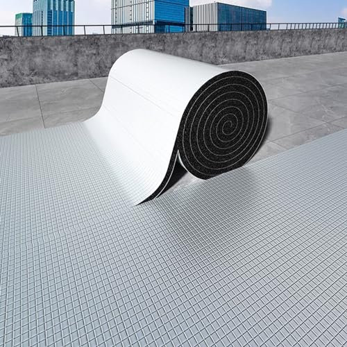 Barrera de vapor reflectante de alto rendimiento con burbujas de aluminio, barrera de vapor, alfombrilla de amortiguación de sonido con almohadillas adhesivas cortables 1 x 8 m, 40 mm de grosor