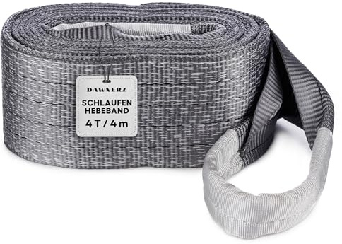 Schlaufen-Hebeband 4 t WLL – 4 m Nutzlänge – zweilagige Hebeschlinge | Polyester-Bandschlinge Typ B2 nach DIN EN 1492-1