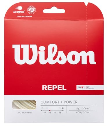 Wilson Repel 16 Reel (Natural) Tennis String Set, Provides Supreme Control and Amplified Spin, Reliable Feel and Durable Performance, Colour: Natural, Size: 16G