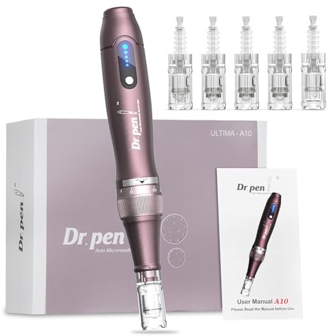 Dr.pen A10 trådlös Microneedling Pen – professionella resultat hemma | Äkta med CR, minskar rynkor och ärr, nybörjarvänlig, justerbart djup för personlig vård