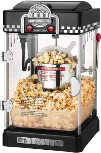 Commercial and Household Popcorn Machine, Small Fully Automatic Popcorn Popper Maker, for Kids Parties Home Cinema,Black (Color:Black)