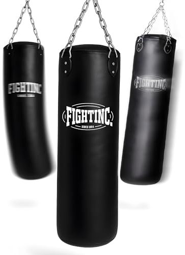 Fightinc. Boxsack Classic GEFÜLLT/UNGEFÜLLT/MIT FÜLLUNG 80 100 120 150 180 cm bis 50kg ideal für Jugend & Erwachsene Kampfsport Training (MIT FÜLLUNG, 150cm)