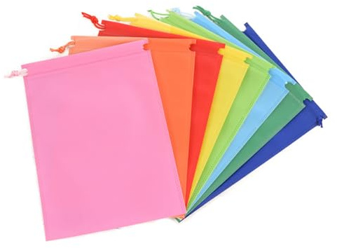 8Pcs Drawstring Shoe Bags, Portable Cloth Bag Pouch Feely Bag Medium Fabric Drawstring Bags Travel Storage Bags for Toy Shoes Boots High Heel Socks(8 Colors)