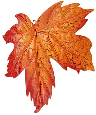 Alasum Metall Ahornblatt Wanddeko Gelbes Rissoptik Garten Balkon Wohnraum Dekor Metallbild Wandskulptur Herbstliche Außendeko für Haus und Terrasse