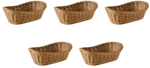 Uikdjgu 5X Mimbre Ovalado Canasta de Pan Tejido, Cesta de Almacenamiento de 10.2 Pulgadas para Alimentos Fruta Cosmética Almacenamiento Mesa y Baño