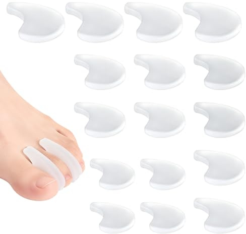 Lot de 16 Séparateurs Interdigitaux en Gel, Séparateurs d'Orteils, Coussinets Interdigitaux en Silicone, pour Corriger l'Hallux Valgus, les Orteils Qui Se Chevauchent et Prévenir les Frottements
