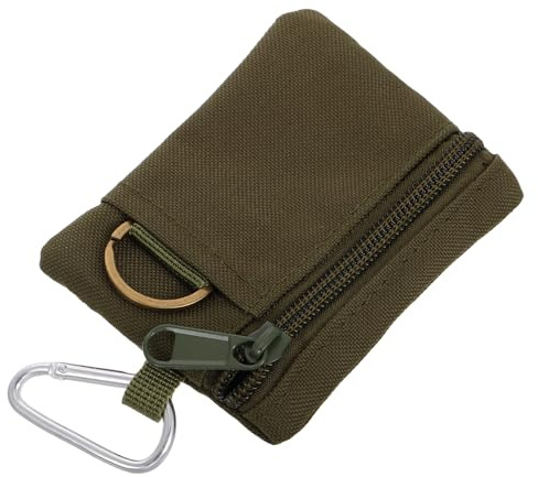 GLEAVI Pochette Porte-Monnaie Militaire Multifonction en Polyester Petite Taille Kaki Pochette Zippée Clip Ceinture pour Voyage Randonnée et Organisation Clés et Accessoires