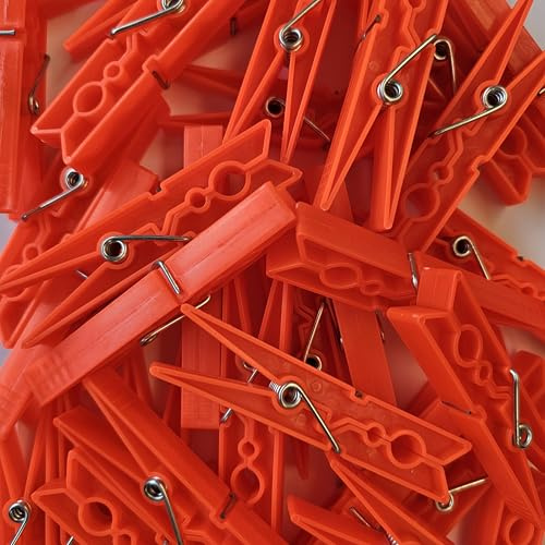 48 pinzas para la ropa de colores CleanTonic – Resistentes al sol – Plástico duro de alta calidad – Muelle galvanizado – Made in EU – Fabricado en Grecia – Caja ecológica (naranja)