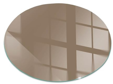Dekorativ glas kaminplatta | eldstad golvskydd med mönster | härdat glas värmetåligt | gnistskydd vedkamin | modern lösning - fi80cm - hjul - Brun färg