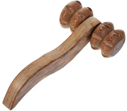 Hohopeti Masajeador Herramienta Ergonómica de Madera de Wengué de Madera Doble Rodillo Redondo para Liberar Tensión Muscular y Mejorar Flexibilidad para Espalda y Piernas