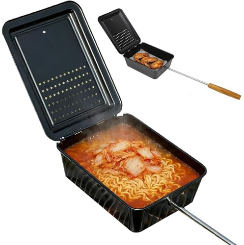 Camping Campfire Popcorn Pan | Folding Non-Stick Cooking Pot - Popcorn Maker with Long Handle - for Camping Picnic Hiking Travel Outdoor Cooking Grill