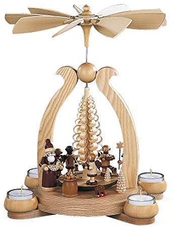 Müller Kleinkunst 1 - Nivel - Christmas Pyramid - Dar - 34 cm / 13 Pulgadas - Auténtico alemán Erzgebirge pirámides de Navidad