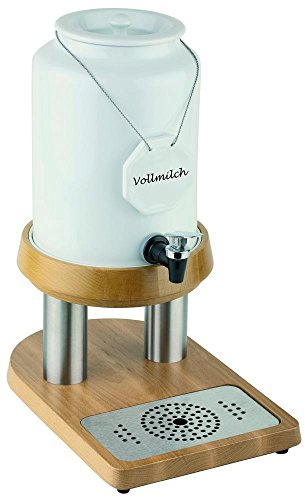 APS 10840 Milchkanne -TOP FRESH-, 23 x 32 cm, H: 42 cm, Porzellan, Edelstahl, Buche (versiegelt)