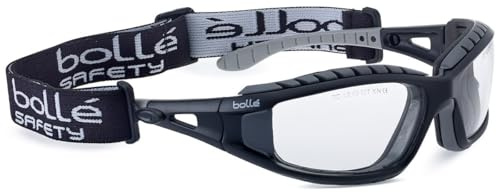 Bolle TRACPSI Tracker Glasses Nylon Frame Anti-Scratch and Fog Lens, Clear/Black