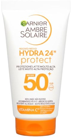 Garnier Ambre Solaire Schutzmilch LSF 50, Hoher Schutz, 24H Feuchtigkeit, Reisegröße, 50 ml