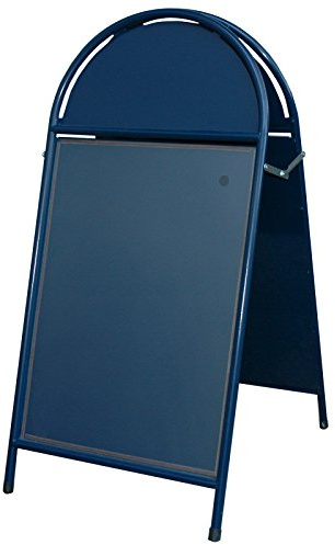 Neumann Bilderrahmen Aufsteller 50x70 mit rundem Logoteil, Straßenständer, Kundenstopper, Gehwegstopper, blau