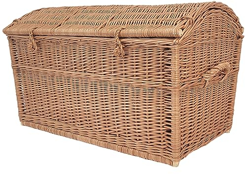 weeco Korb Weidenkorb 80 cm, Korbtruhe XL Pirate form Weidentruhe, Weidenkoffer, KorbTruhe - Aufbewahrung für Decken, Bücher, Alkohol oder andere Gegenstände