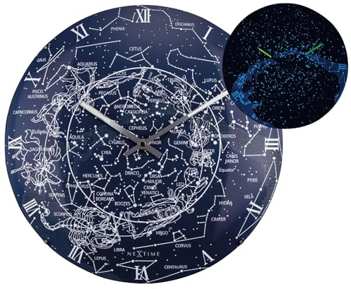 NexTime - Wall clock – Ø 35 cm - Dome Glass - Glow-in-the-dark- 'Milky Way dome' 3165.0