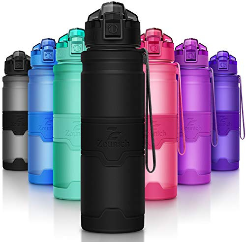 Zounich Sports Water Bottle Leak Proof BPA Free Tritan Drink Bottles | with Times to Drink & Fruit Infuser Filter & Lock Cover|Girls Boys Waterbottle Gym,Cycling, Office,Outdoor