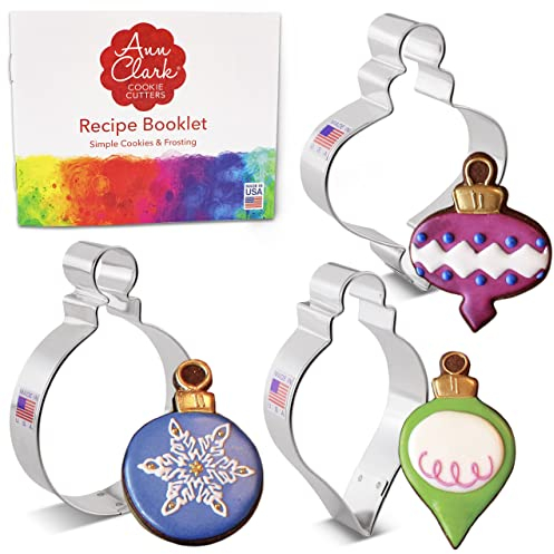 Ann Clark Cookie Cutters Juego de 3 cortadores de galletas adorno de Navidad con libro de recetas