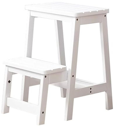 LVSEWOA 2 Step Stool Wooden Folding Ladder Chair Small Step Ladder Thickened Stepladder Library Stair Chair Portable Light Garden Tool Ladder Maximum Load 330bls