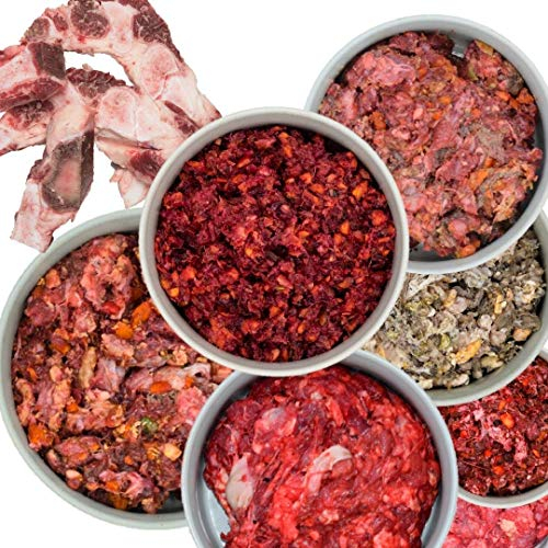 Barf Fertigmenüs -3 Wochenpaket inklusive Obst, Gemüse und Ölen - 21 x1kg Komplettmixe und 1x Brustbeinknochen regional und frisch