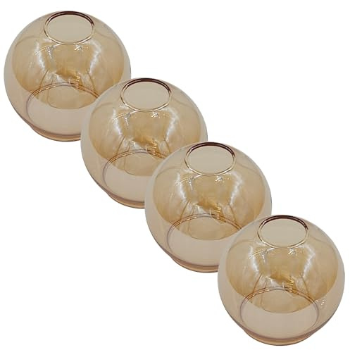 4er-Set Lampenschirm „Castello“ – Glas Ersatzschirm E14 goldfarbig, LED-geeignet, Ersatzglas für Pendellampe, Nachttischlampe & Deckenstrahler, edles Lampenglas Set für stilvolle Leuchten & Wohnräume