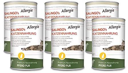 SALiNGO Katzenfutter nass hypoallergen Pferd Pur 6x400g | hoher Fleischanteil | zuckerfrei | getreidefrei | für allergische Katzen