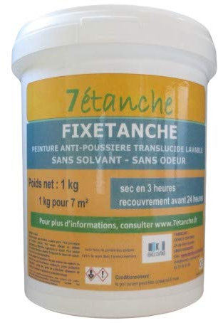 7 ETANCHE Fixetanche, Peinture anti-poussière translucide lavable pour application sur support béton - Sans solvant, Sans odeur - 5 KG