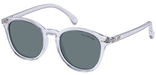 Le Specs BANDWAGON CRYSTAL CLEAR - Polarisierte Sonnenbrille für Damen und Herren Runde Rahmenform mit hohem UV-Schutz LSP2102342