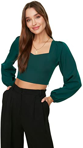 Trendyol Women's Green Crop Blouse, 36